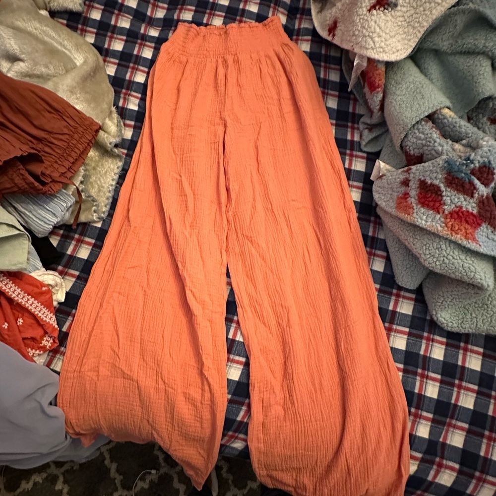 Coral bathing suit cover up pants